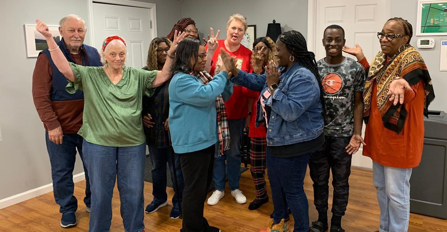 Heritage Church community members sharing a playful moment